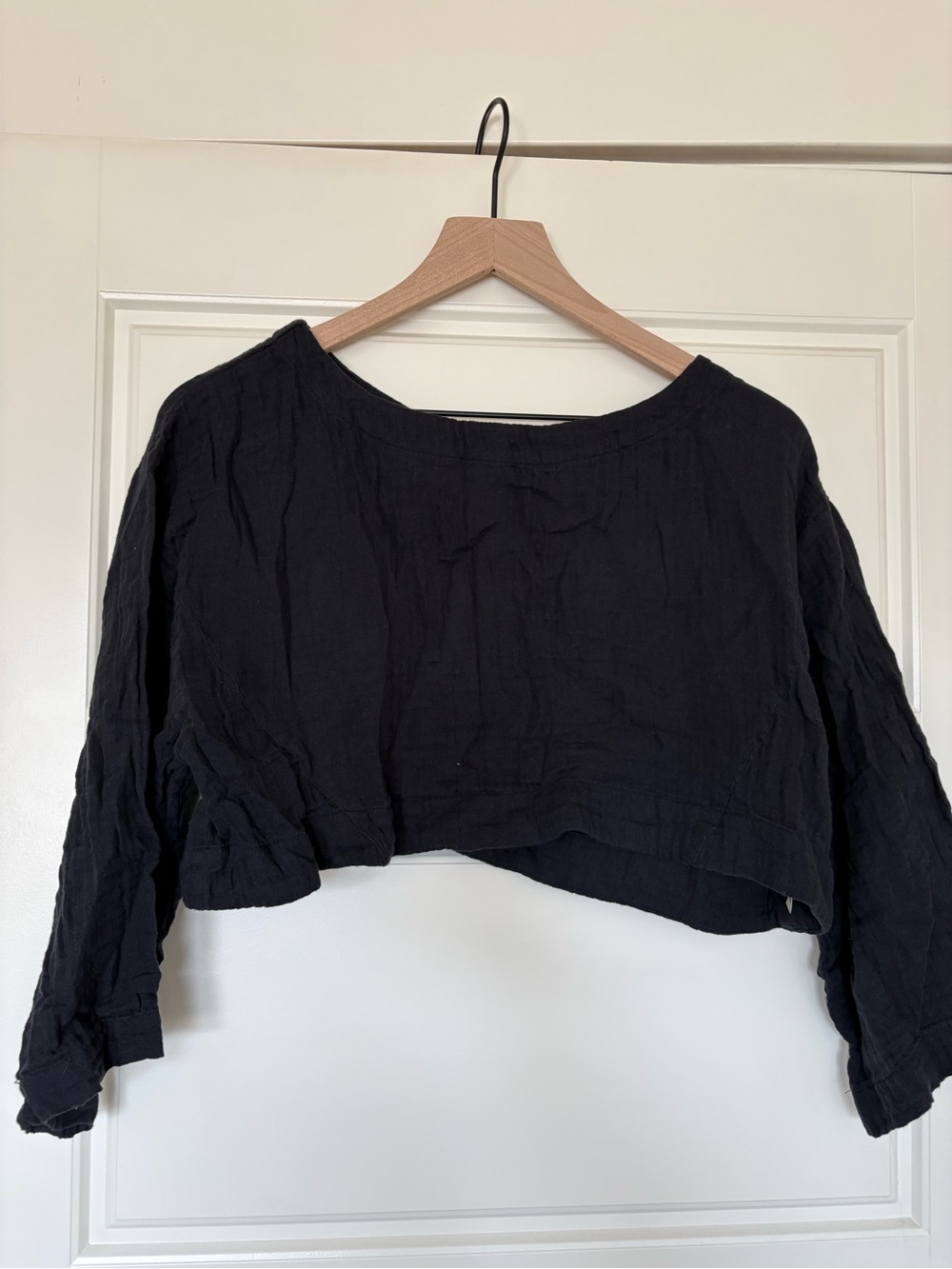 Free People Black Cropped Long-Sleeve/Skirt Set